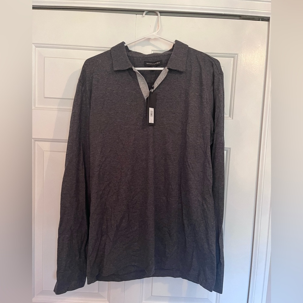 Men’s Gray Long Sleeve Polo